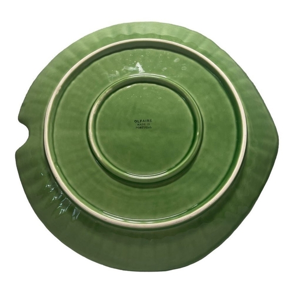 New Platter OLFAIRE Portugal Lily Pad Tray Green Glazed Ceramic Plate Food Tray - Picture 4 of 7